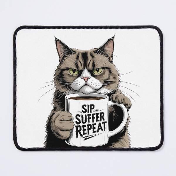 Item preview, Sip Suffer Repeat Cat Design designed and sold by SanityOverboard.