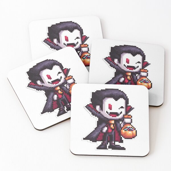 Item preview, 8-Bit Retro Dracula with Candy Basket | Spooky Gaming Art designed and sold by BBackdesign.