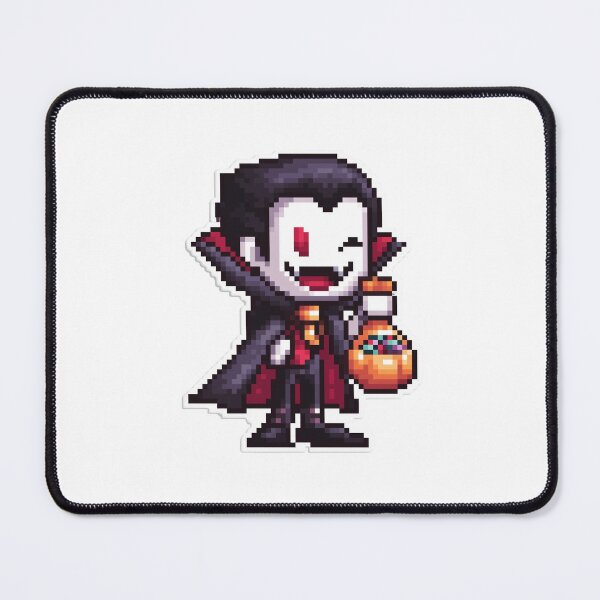 Item preview, 8-Bit Retro Dracula with Candy Basket | Spooky Gaming Art designed and sold by BBackdesign.