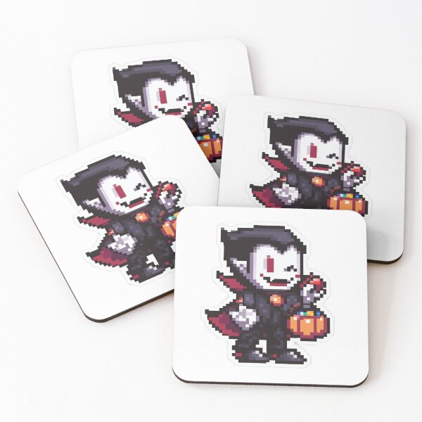 Item preview, 8-Bit Retro Dracula with Candy Basket | Spooky Gaming Art designed and sold by BBackdesign.