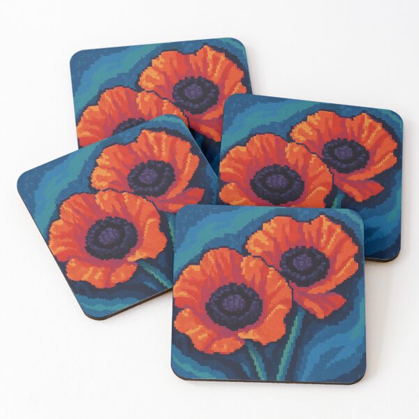 Item preview, Pixel Poppies Oriental Bloom in 8-Bit designed and sold by Planthem.