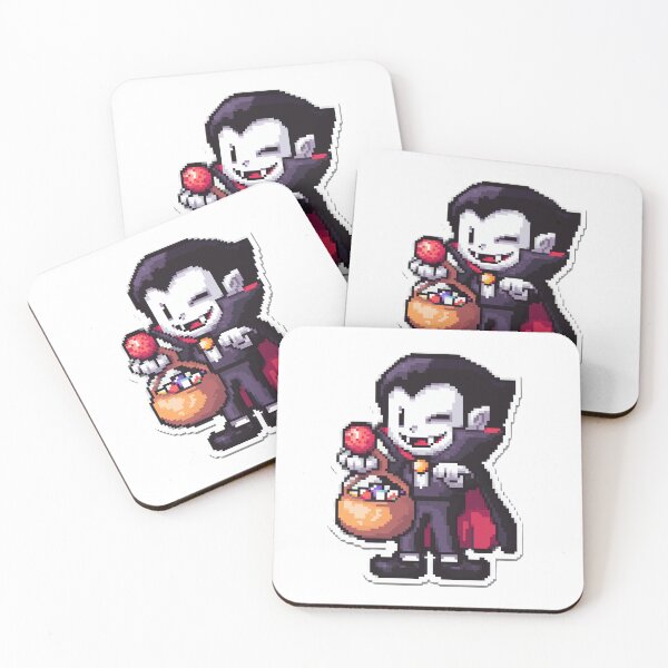 Item preview, 8-Bit Retro Dracula with Candy Basket | Spooky Gaming Art designed and sold by BBackdesign.