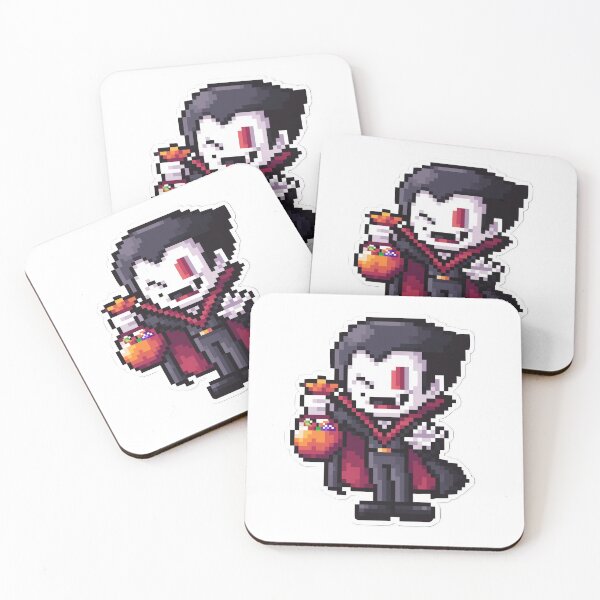 Item preview, 8-Bit Retro Dracula with Candy Basket | Spooky Gaming Art designed and sold by BBackdesign.
