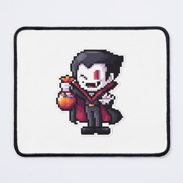 Item preview, 8-Bit Retro Dracula with Candy Basket | Spooky Gaming Art designed and sold by BBackdesign.
