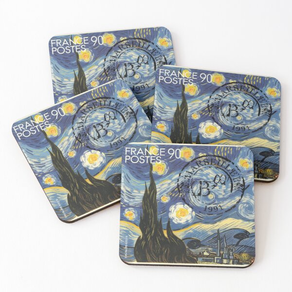Item preview, Van Gogh Inspired Stamp Art – Starry Marseille Night (1991) designed and sold by CARRAANN.