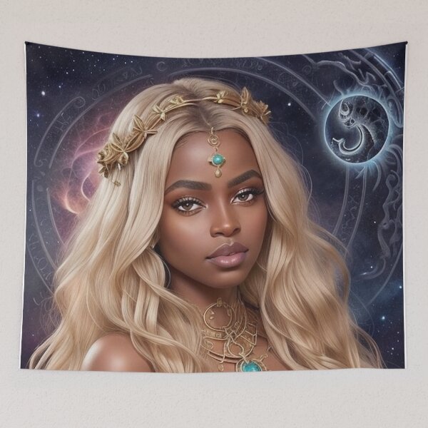 Item preview, Libra Rising – Celestial Golden Goddess Warrior designed and sold by MissSaylor.
