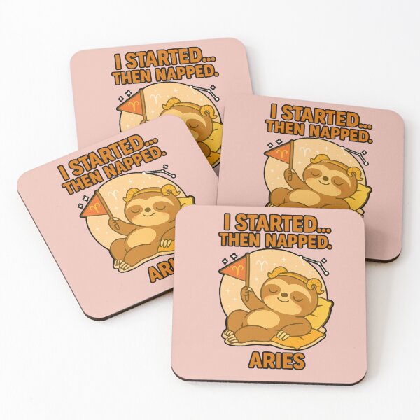 Item preview, Aries Sloth – I Started… Then Napped | Funny Zodiac Sign Design designed and sold by konthai.familyart.