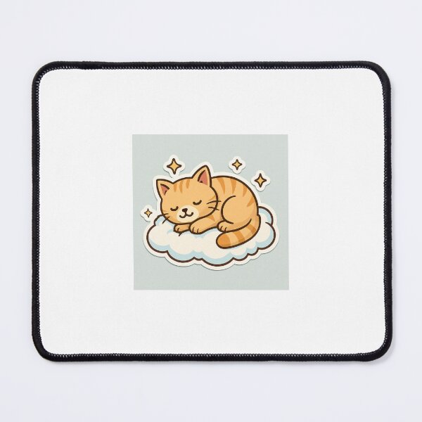 Item preview, A sleepy cat curled up on a cloud with stars around it designed and sold by thegartdesign.