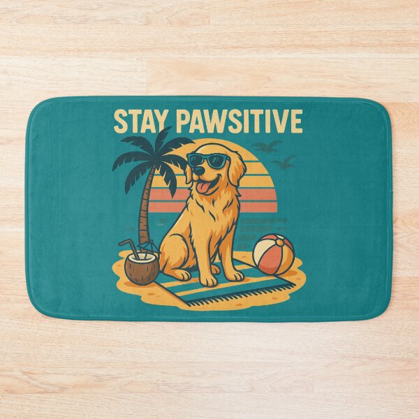 Item preview, Stay Pawsitive - Summer Golden Retriever Retro Beach Design designed and sold by Nature's Palette.