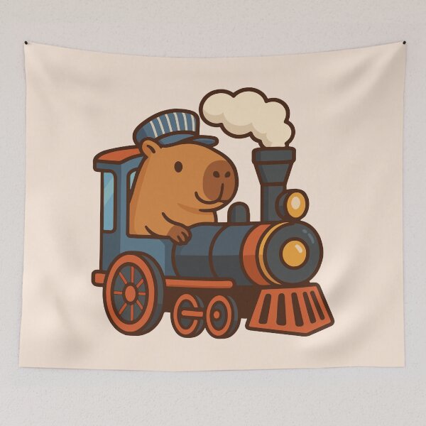Item preview, Train driver capybara designed and sold by RatArt Designs.