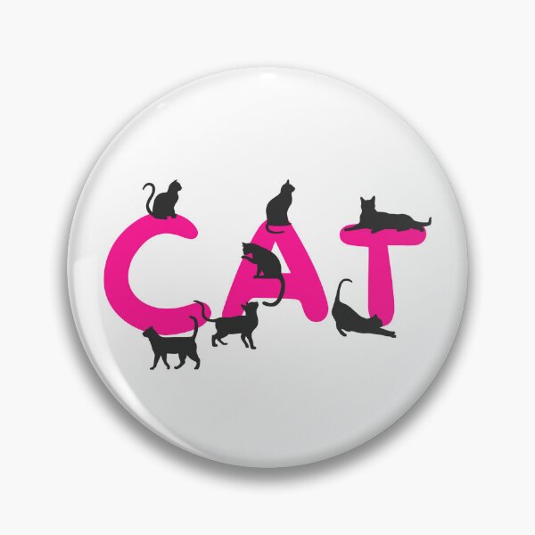 Item preview, CAT – Playful Black Cats on Pink Letters designed and sold by Minimalist Japanese Words.