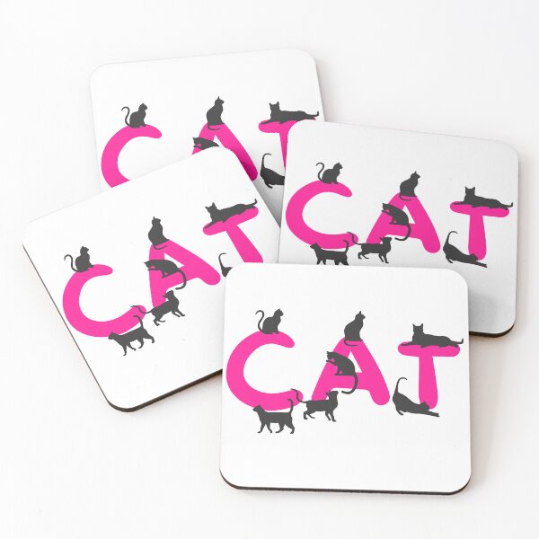 Item preview, CAT – Playful Black Cats on Pink Letters designed and sold by Minimalist Japanese Words.