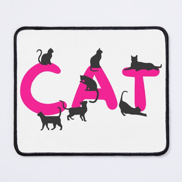 Item preview, CAT – Playful Black Cats on Pink Letters designed and sold by Minimalist Japanese Words.