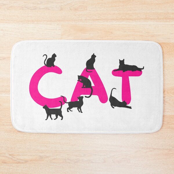 Item preview, CAT – Playful Black Cats on Pink Letters designed and sold by Minimalist Japanese Words.