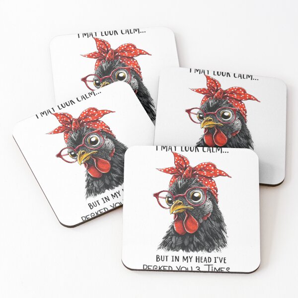 Item preview, "I May Look Calm... But In My Head I've Pecked You 3 Times" - Funny Chicken with Bandana & Glasses designed and sold by Colorful-Garden.