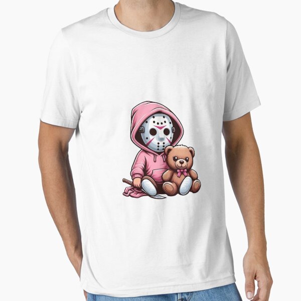 Item preview, Jason Voorhees Pink Hoodie with Teddy Bear Friday the 13th Horror Design designed and sold by Art&Style.