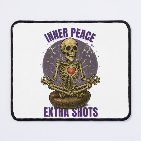 Item preview, Caffeine & Meditation – Skeleton with Heart & Coffee Molecule designed and sold by Epesem.