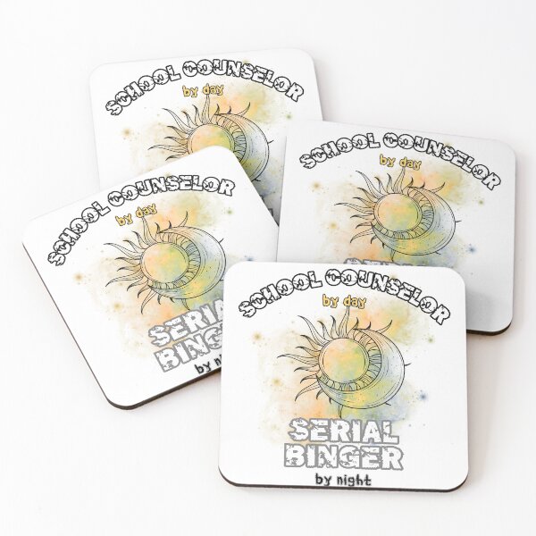 Item preview, School Counselor by Day, Serial Binger by Night – Fun Moon & Sun Design designed and sold by PeteLawliiet.