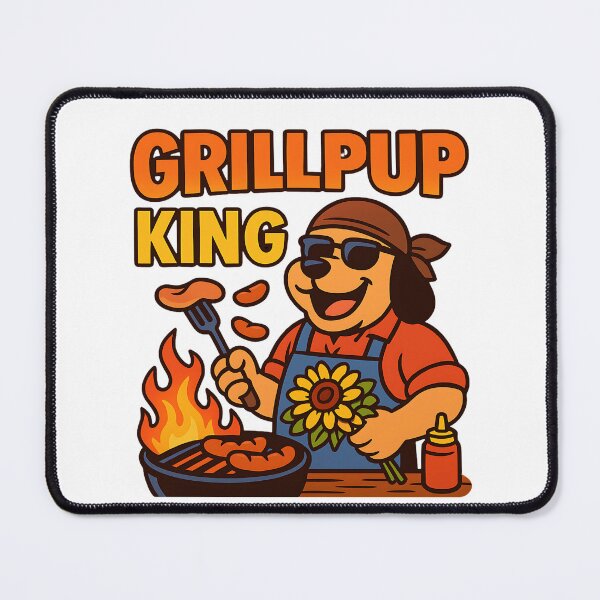 Item preview, Grillpup King Dog cool pup in sunglasses flips sausages designed and sold by Taans-Creation.