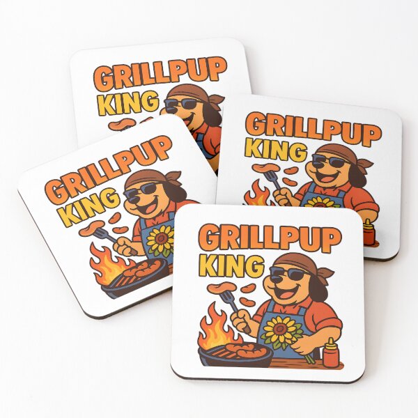 Item preview, Grillpup King Dog cool pup in sunglasses flips sausages designed and sold by Taans-Creation.