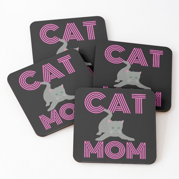 Item preview, CAT MOM! In stylish monoton font, with a cute grey cat for crazy cat ladies and other cat lovers! designed and sold by AlphaBetulia.