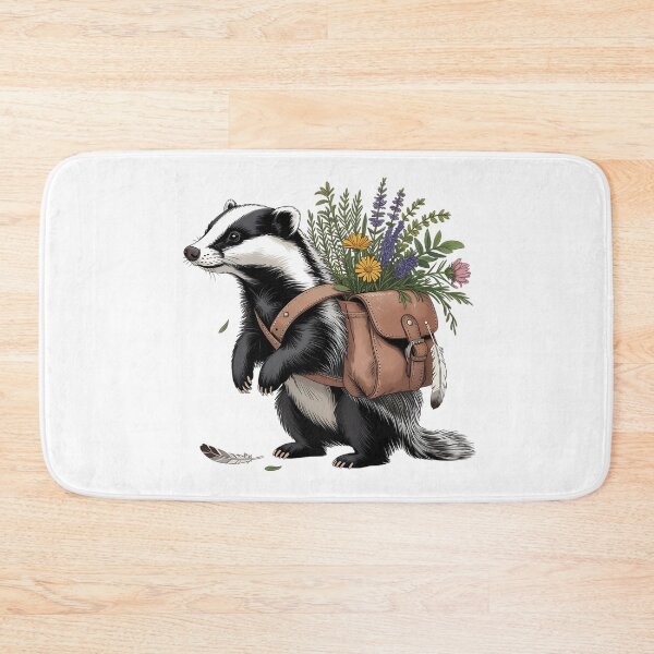 Item preview, Cottagecore Badger with Wildflowers and Leather Satchel designed and sold by BirdsnStuff.