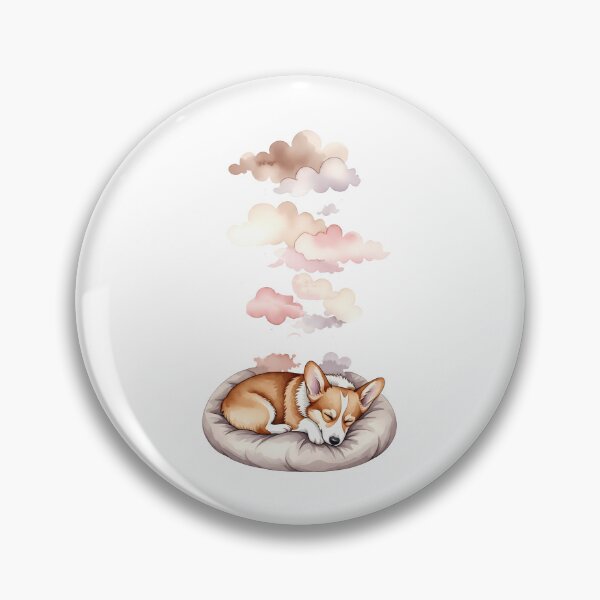 Artikelvorschau, Verträumter schlafender Corgi in Pastellwolken-Aquarell entworfen und verkauft von zoughlal.