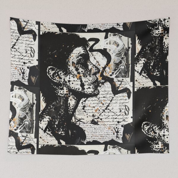 Item preview, Annotations of the Self – Black and White Mixed Media Portrait designed and sold by CheHojas.
