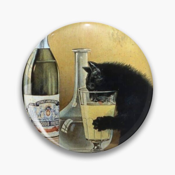 Item preview, black cat drinking absinthe designed and sold by RickE.