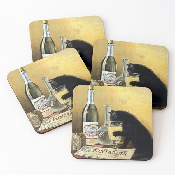 Item preview, black cat drinking absinthe designed and sold by RickE.