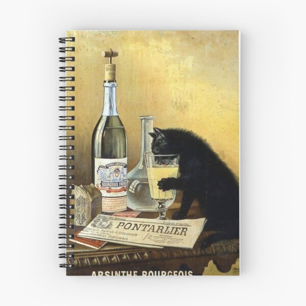Item preview, black cat drinking absinthe designed and sold by RickE.