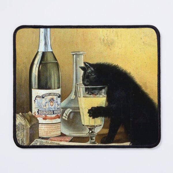 Item preview, black cat drinking absinthe designed and sold by RickE.