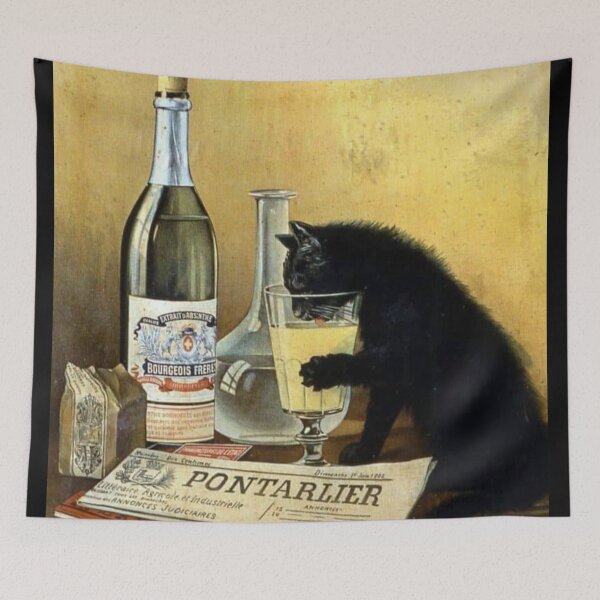 Item preview, black cat drinking absinthe designed and sold by RickE.