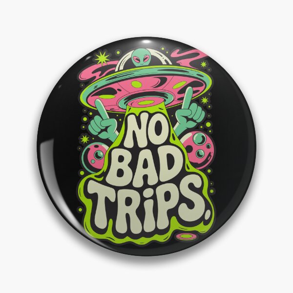 Item preview, No Bad Trips – Trippy Alien UFO Psychedelic Art Design designed and sold by TipTop GFX.