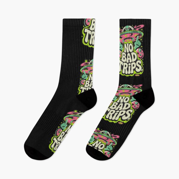 Item preview, No Bad Trips – Trippy Alien UFO Psychedelic Art Design designed and sold by TipTop GFX.