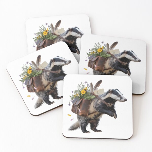Item preview, Rustic Badger with Satchel and Wildflowers designed and sold by BirdsnStuff.