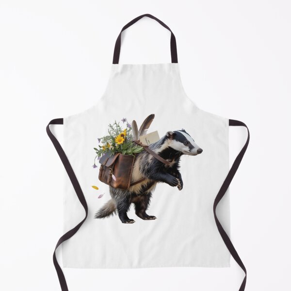 Item preview, Rustic Badger with Satchel and Wildflowers designed and sold by BirdsnStuff.
