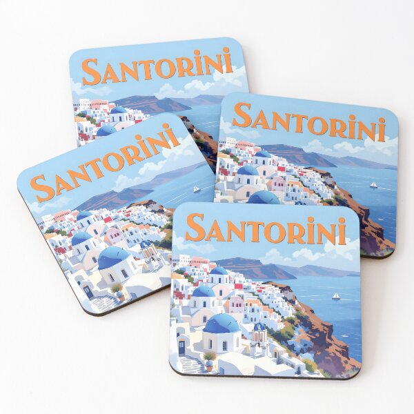 Item preview, Santorini: Vintage-Style Painterly Travel Poster designed and sold by LSVart.