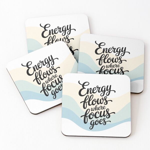 Item preview, Energy Flows Where Focus Goes – Mindfulness Wave Typography designed and sold by ArtByYunus.