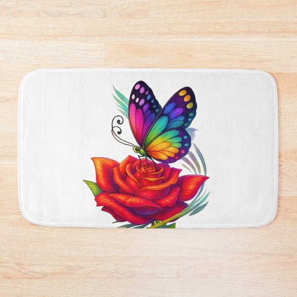Aperçu de l'œuvre Rose et Papillon créée et vendue par TATTOO-DESIGN.