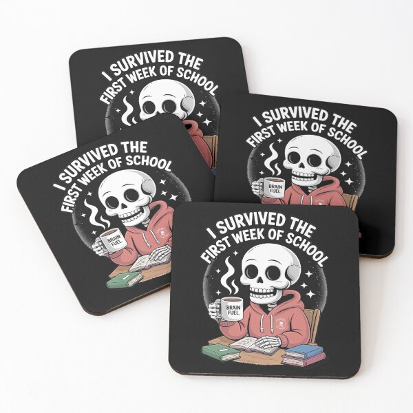 Item preview, I Survived the First Week of School – Funny Skeleton Coffee Student Design designed and sold by MonkiFlipp.