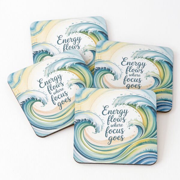 Item preview, Energy Flows Where Focus Goes – Mindfulness Wave Typography designed and sold by ArtByYunus.