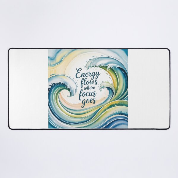 Item preview, Energy Flows Where Focus Goes – Mindfulness Wave Typography designed and sold by ArtByYunus.
