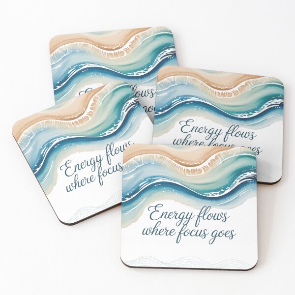 Item preview, Energy Flows Where Focus Goes – Mindfulness Wave Typography designed and sold by ArtByYunus.