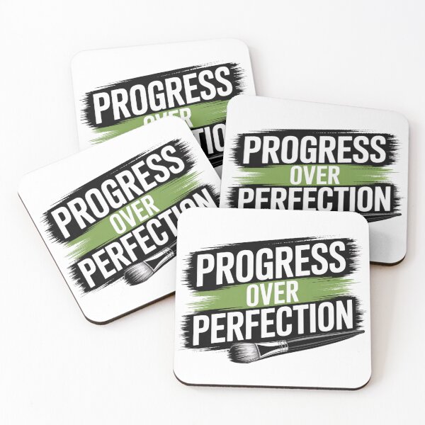 Item preview, Progress Over Perfection – Bold Green Brush Quote designed and sold by ArtByYunus.