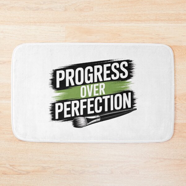 Item preview, Progress Over Perfection – Bold Green Brush Quote designed and sold by ArtByYunus.