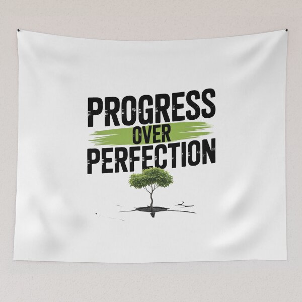 Item preview, Progress Over Perfection – Bold Green Brush Quote designed and sold by ArtByYunus.