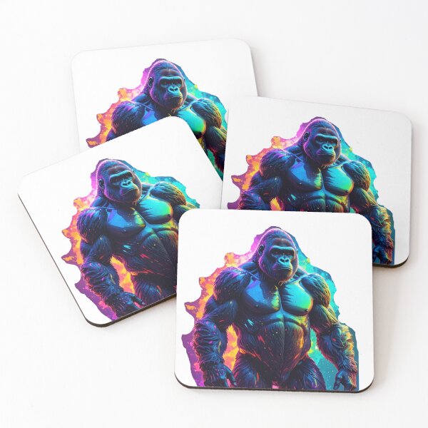 Item preview, Vibrant Neon Gorilla Art Print – Colorful Glowing Digital Wildlife Wall Decor. designed and sold by GloriousArtSKD.