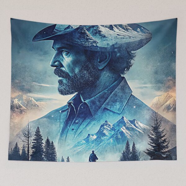 Item preview, Mysterious Cowboy Surreal Mountains Nature Adventure Journey designed and sold by Rostislav Bouda.