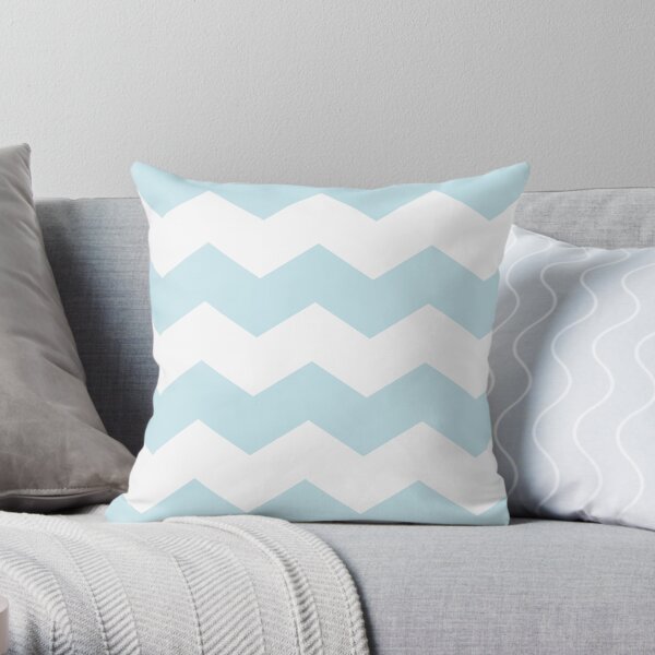 Palest Blue Chevron Print Throw Pillow